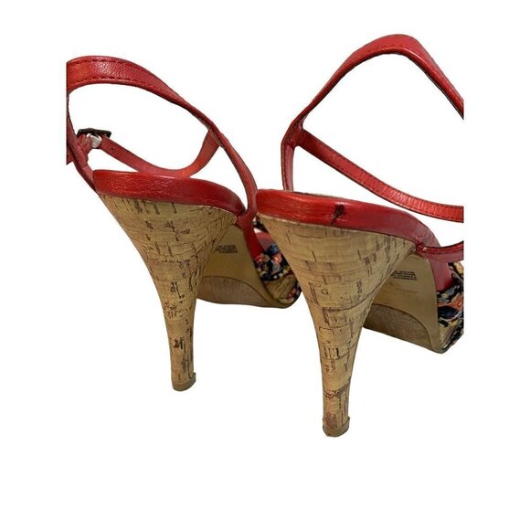 Rampage Platform Stiletto Heels Sandals Floral Fabric with Cork Heels Size 8 1/2 - Picture 10 of 10